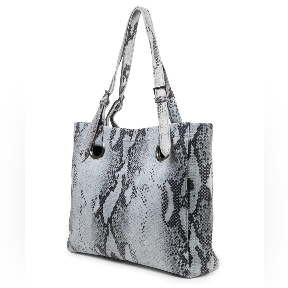 CoFi Erin Tote White Snake Leather Tote Bag